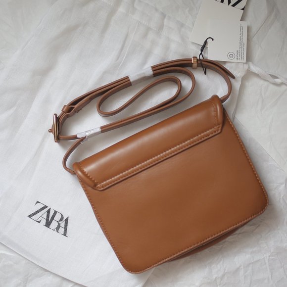 NWT Genuine Leather Crossbody Brown Caramel Bag. - Picture 5 of 7